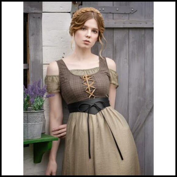 Wide Cinch Corset Belt Renaissance Faire Medieval Leather Accessory Adjustable